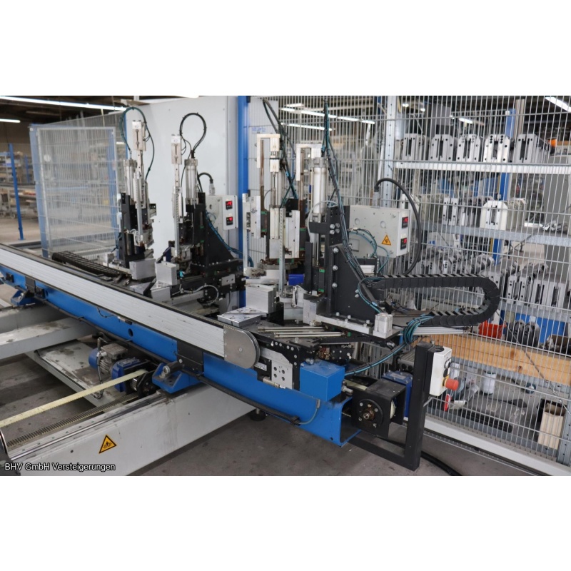 Vierkopf-Schweißmaschine horizontal mit Zweikopf-Verputzmaschine Stürtz ConnectStar-H-4-T-30/40 | OpticTwinStar-30/40-3D